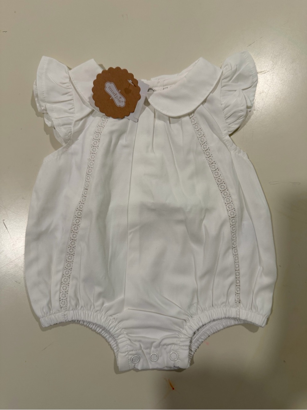 Mud Pie White Bubble Romper, NWT